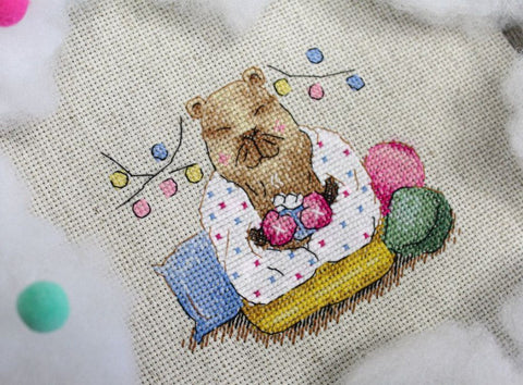 Cross Stitch Embroidery Kit, Warm Evening Landscape, MP Studia, Beginner-Friendly Needlework Set for Home or Travel
