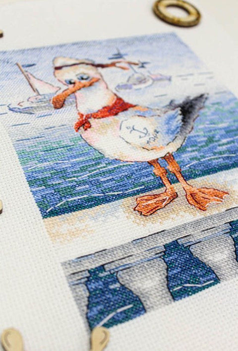 Cross Stitch Kit Brave Sailor Nautical Design, Aida Fabric, Cotton Threads, MP Studia