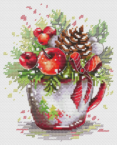 Christmas Cross Stitch Embroidery Kit, MP Studia Holiday Composition with Clear Pattern for Beginners and Advanced Stitchers