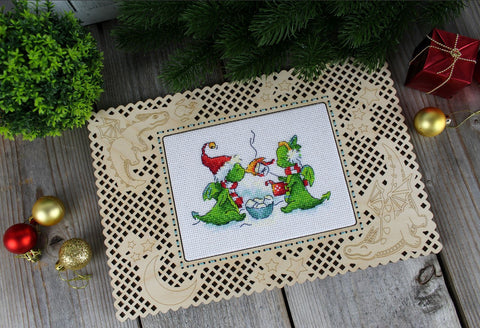 Christmas Cross Stitch Kit, New Year's Fire Scene, Aida Fabric, Cotton Floss, MP Studia