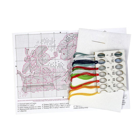 Christmas Cross Stitch Kit with Pattern and Threads, Aida Fabric, Cotton Floss, Needle and Instructions, MP Studia
