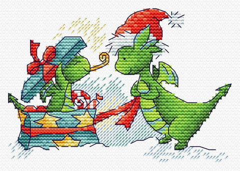 Christmas Cross Stitch Kit with Pattern and Threads, Aida Fabric, Cotton Floss, Needle and Instructions, MP Studia
