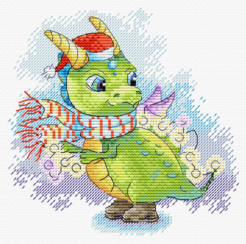 Cross Stitch Embroidery Kit, Sparkling Attire Design, 15 x 15 cm, Aida Fabric, Cotton Threads, Needle and Pattern, MP Studia