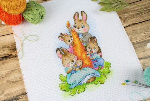 Cross Stitch Kit Picnic Theme, Complete Set for Beginners and Advanced Crafters, MP Studia, Wall Decor Project