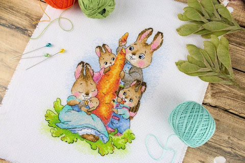 Cross Stitch Kit Picnic Theme, Complete Set for Beginners and Advanced Crafters, MP Studia, Wall Decor Project