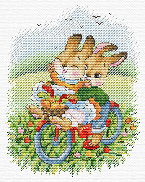 Cross Stitch Embroidery Kit With the Wind, Complete Set, Aida Fabric, Cotton Floss, Needle, Pattern and Instructions by MP Studia