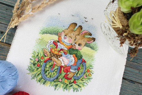 Cross Stitch Embroidery Kit With the Wind, Complete Set, Aida Fabric, Cotton Floss, Needle, Pattern and Instructions by MP Studia