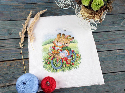 Cross Stitch Embroidery Kit With the Wind, Complete Set, Aida Fabric, Cotton Floss, Needle, Pattern and Instructions by MP Studia