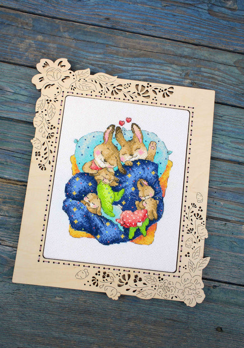 Cross Stitch Embroidery Kit with Bunny Design, MP Studia, Beginner-Friendly Needlework Craft, Soft Calming Colors, Kids Theme