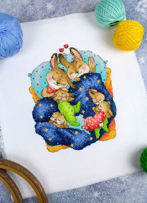 Cross Stitch Embroidery Kit with Bunny Design, MP Studia, Beginner-Friendly Needlework Craft, Soft Calming Colors, Kids Theme