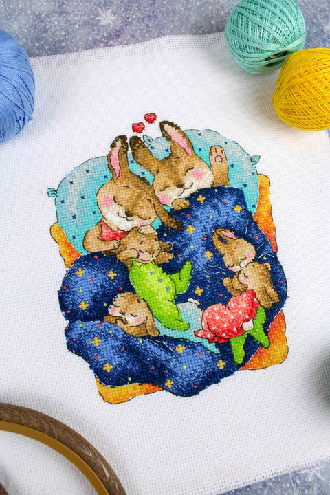 Cross Stitch Embroidery Kit with Bunny Design, MP Studia, Beginner-Friendly Needlework Craft, Soft Calming Colors, Kids Theme
