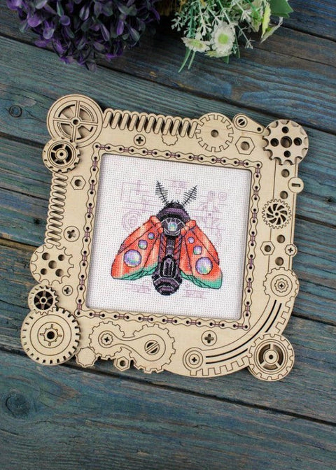 Steampunk Hawk Moth Cross Stitch Kit, MP Studia Embroidery Pattern for Beginners and Advanced Crafters, Wall Decor Project