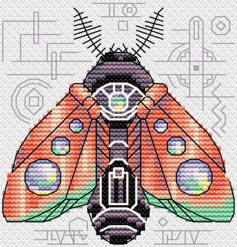 Steampunk Hawk Moth Cross Stitch Kit, MP Studia Embroidery Pattern for Beginners and Advanced Crafters, Wall Decor Project
