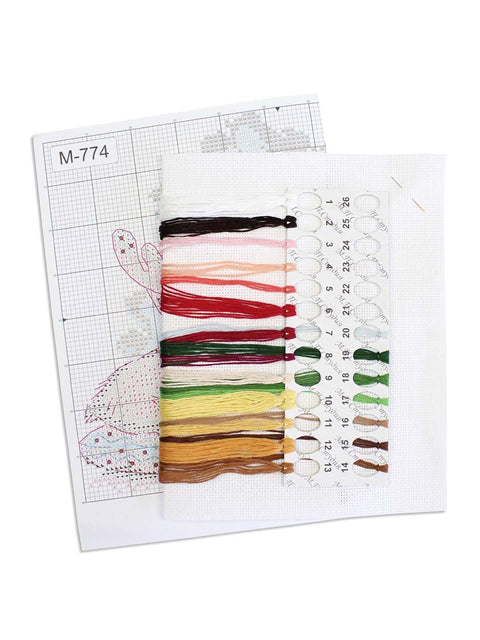 New Year Cross Stitch Embroidery Kit, 15 × 19 cm, MP Studia, Multicolor Winter Design with Threads, Needle and Pattern