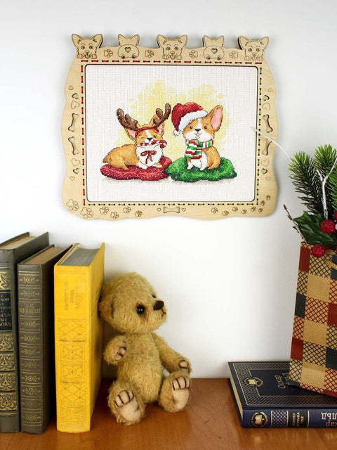 New Year Cross Stitch Embroidery Kit, 15 × 19 cm, MP Studia, Multicolor Winter Design with Threads, Needle and Pattern