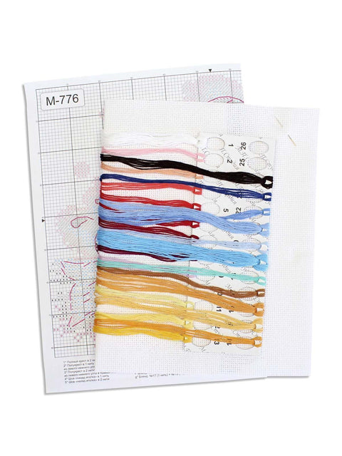 Cross Stitch Kit “Fun Bath Time” 15 × 20 cm, MP Studia, Colorful Embroidery Design with Fabric, Threads, Needle and Pattern