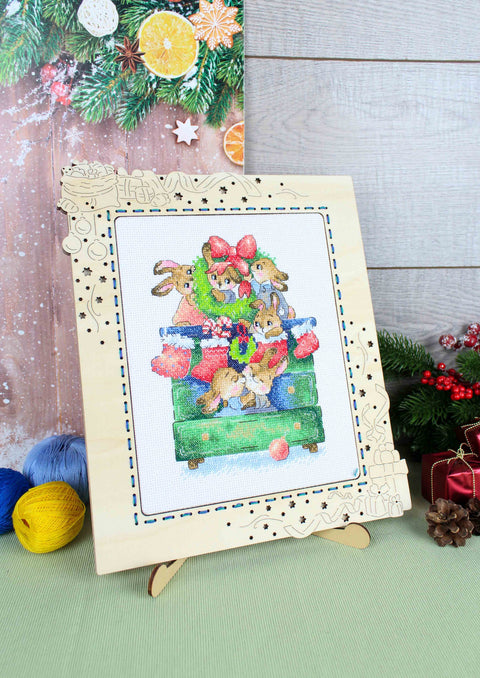 Christmas Counted Cross Stitch Kit, Festive Preparations Design, Aida Fabric, Cotton Floss, MP Studia, Beginner Friendly