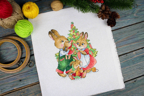 Christmas Cross Stitch Kit, New Year's Chores Winter Design, Aida Canvas, Cotton Threads, MP Studia