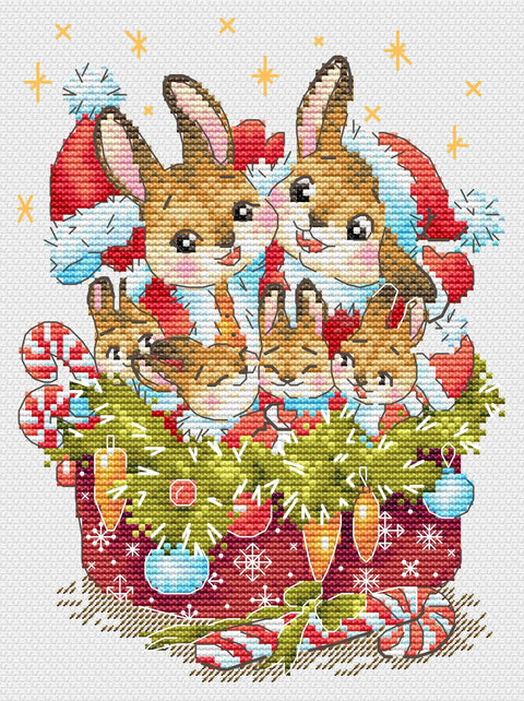 Festive Cross Stitch Kit with Clear Pattern, Let’s Celebrate Together, Beginner-Friendly MP Studia Home Decor Craft