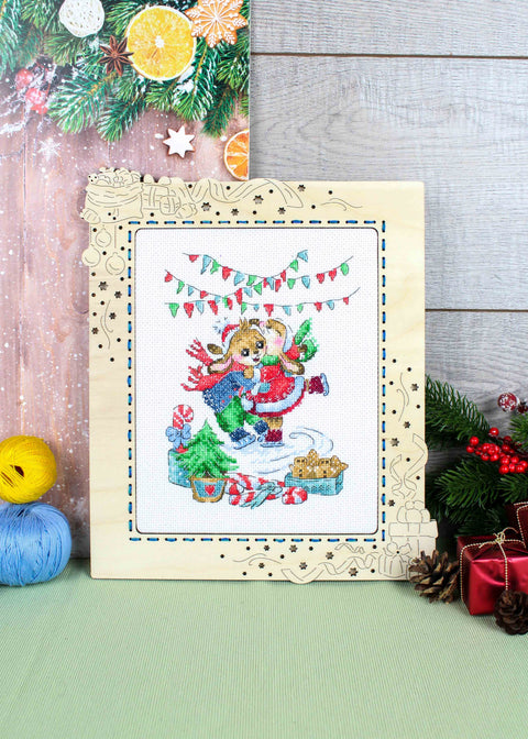 Cross Stitch Kit with Romantic Motif “Sweet Date” by MP Studia, Beginner-Friendly Embroidery Project in Subtle Colors