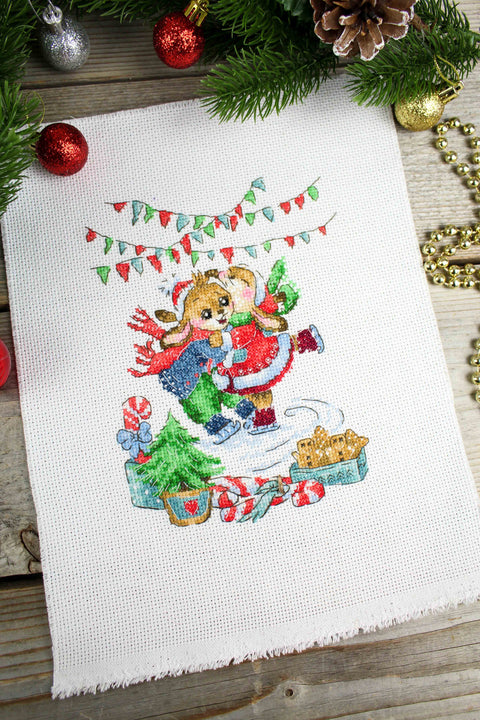 Cross Stitch Kit with Romantic Motif “Sweet Date” by MP Studia, Beginner-Friendly Embroidery Project in Subtle Colors