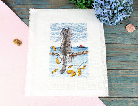 Cross Stitch Kit “Melancholy” 18 x 13 cm, MP Studia, Calm Decorative Embroidery Design for Framing