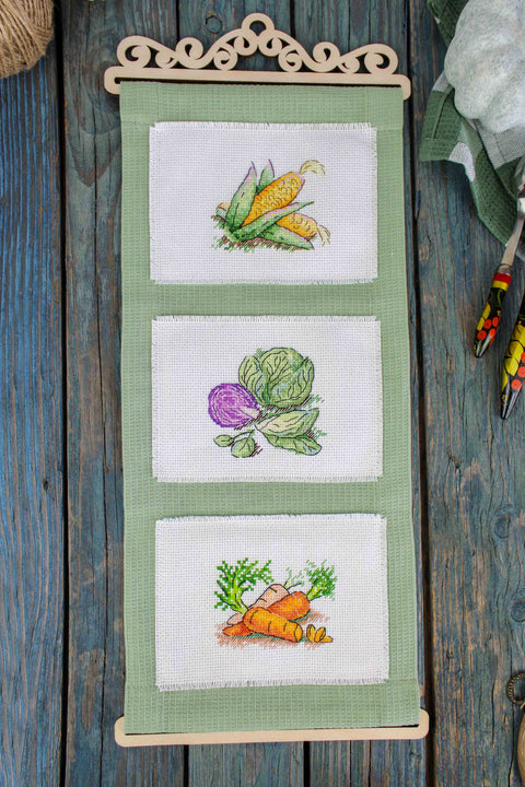 Cabbage Cross Stitch Kit with Clear Pattern and Instructions, Green Tones, MP Studia, Kitchen or Dining Room Decor