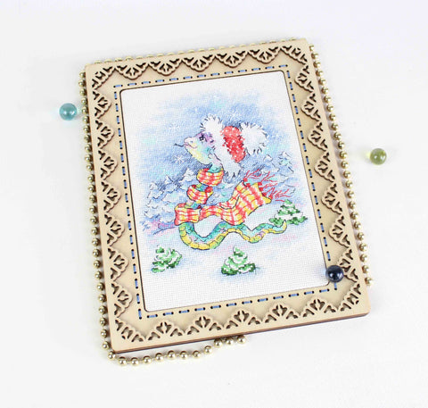 Cross Stitch Kit Winter Snowy Landscape, Complete Set by MP Studia with Thread, Needle, Pattern and Instructions