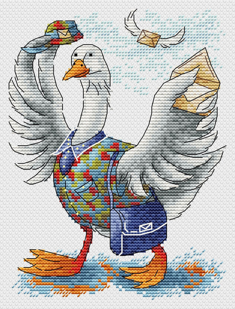 Cross Stitch Kit “Good News” with 14 Count Canvas, 22 Thread Colors, 18 x 13 cm, MP Studia DIY Embroidery Set
