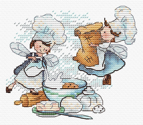 Cross Stitch Kit “Secret Recipe” 10x12 cm Kitchen Decor, MP Studia, 14 Count White Canvas, 19-Color Kirov Floss, Pattern and Needle