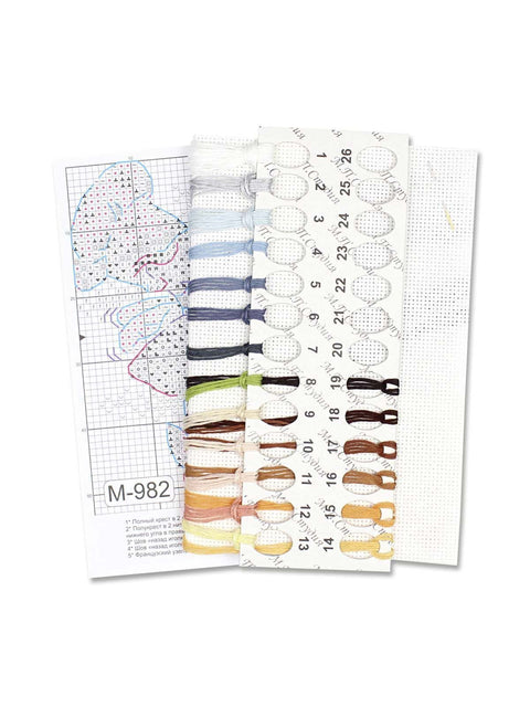 Cross Stitch Kit Kitchen Chefs, 10x13 cm, 14 Count White Fabric, 19 Colors, MP Studia, Makosh Pattern and Needle
