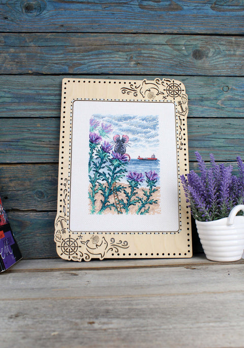 Cross Stitch Embroidery Kit, Sea-Themed Design, 18 × 13 cm, MP Studia, Beginner-Friendly DIY Wall Decor Kit