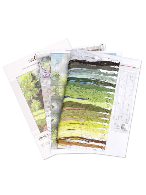 Cross Stitch Kit Forest Path Landscape, 22 x 20 cm Finished Size, 16 Count Canvas, 36 Gamma Threads, MP Studia