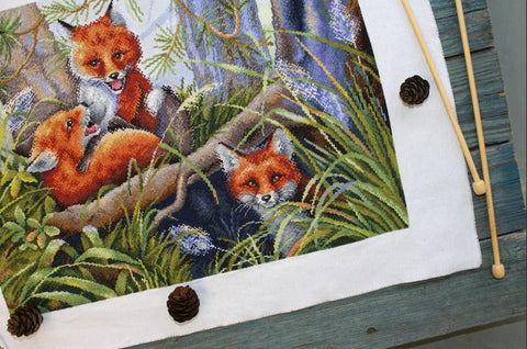 Children’s Cross Stitch Kit, “Fun Games” Design, MP Studia, Canvas, Threads, Needle and Color Symbol Chart