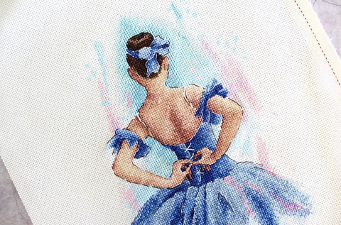 Cross Stitch Kit with Pattern and Threads, Behind the Scenes Cinema Design, MP Studia, Aida Canvas, Needle and Instructions