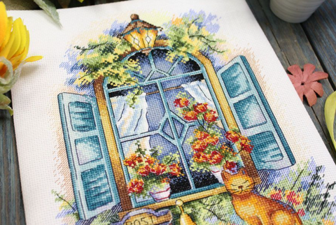 Cross Stitch Kit “Waiting for News” with Full Supplies, 26 x 19 cm, Multicolor, MP Studia