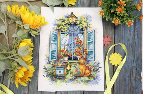 Cross Stitch Kit “Waiting for News” with Full Supplies, 26 x 19 cm, Multicolor, MP Studia