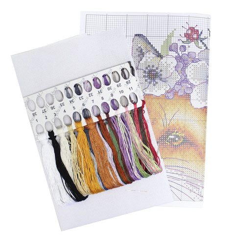 Fox Cross Stitch Kit with Threads and Pattern, MP Studia, Cotton Aida Fabric, Needle and Instructions, Intermediate Level DIY Craft