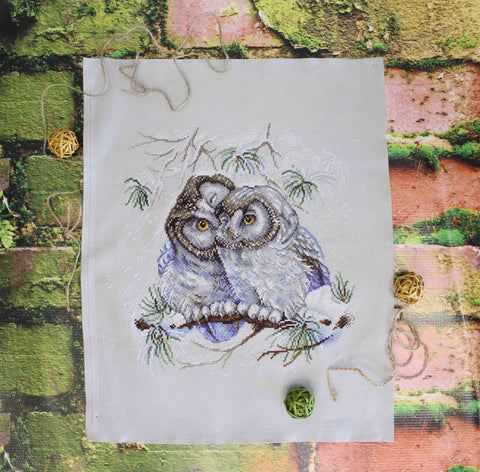 Cross Stitch Kit with Colorful Owl Design for Beginners, MP Studia Embroidery Kit with Canvas, Threads, Needle and Pattern