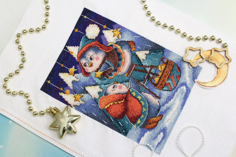 Cross Stitch Kit Starry Sky Pattern, MP Studia Multicolor Embroidery Set with Aida Fabric, Cotton Threads, Needle and Chart