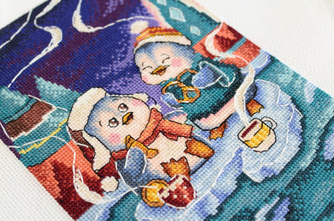 Cross Stitch Kit “Warm Conversation” Multicolor Embroidery Set by MP Studia for Beginners and Advanced Crafters
