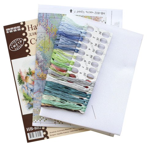 Cross Stitch Kit Karelian Ruskeala Park Landscape, Multicolor Cotton Aida Canvas, MP Studia Embroidery Set