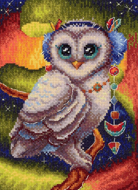 Cross Stitch Kit with Nordic Landscape Design, Aida Canvas, Cotton Threads, Needle, Color Chart and Instructions by MP Studia