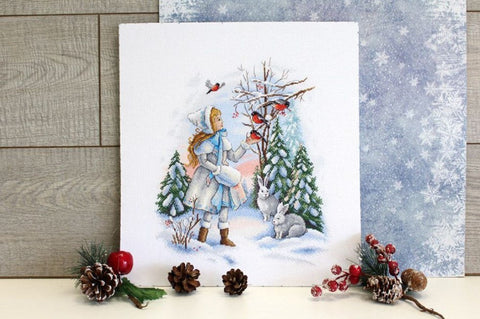Cross Stitch Embroidery Kit Gerda, Elegant Design by MP Studia, Craft Set for Beginners and Advanced Stitchers