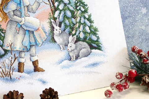 Cross Stitch Embroidery Kit Gerda, Elegant Design by MP Studia, Craft Set for Beginners and Advanced Stitchers