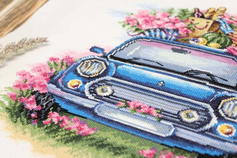 Cross Stitch Kit with Nature Relaxation Landscape, MP Studia, Embroidery Canvas, Threads, Needle, Pattern and Instructions