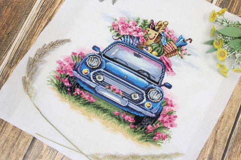 Cross Stitch Kit with Nature Relaxation Landscape, MP Studia, Embroidery Canvas, Threads, Needle, Pattern and Instructions