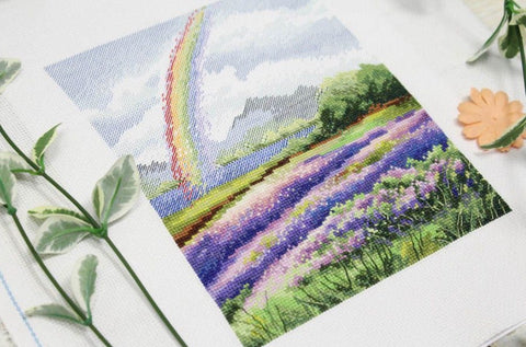 Counted Cross Stitch Kit After the Rain, MP Studia Set with Cotton Aida Canvas, Threads, Needle and Pattern