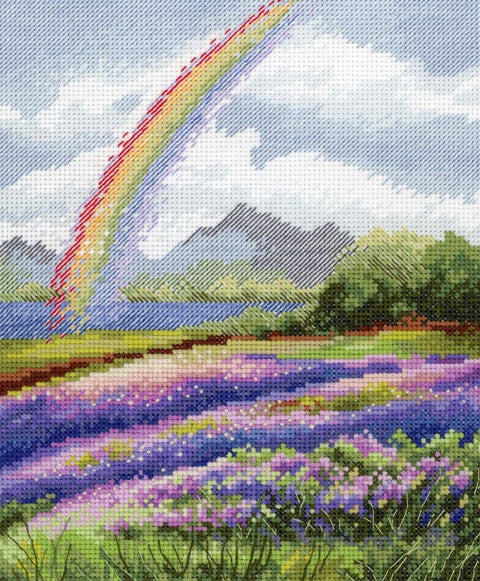 Counted Cross Stitch Kit After the Rain, MP Studia Set with Cotton Aida Canvas, Threads, Needle and Pattern