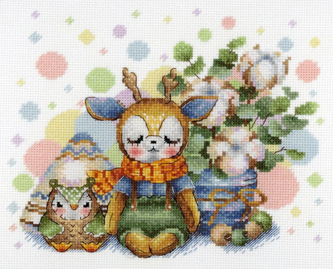 Cross Stitch Embroidery Kit for Beginners, Favorite Toy Childhood Motif, MP Studia, Cotton Threads and Canvas